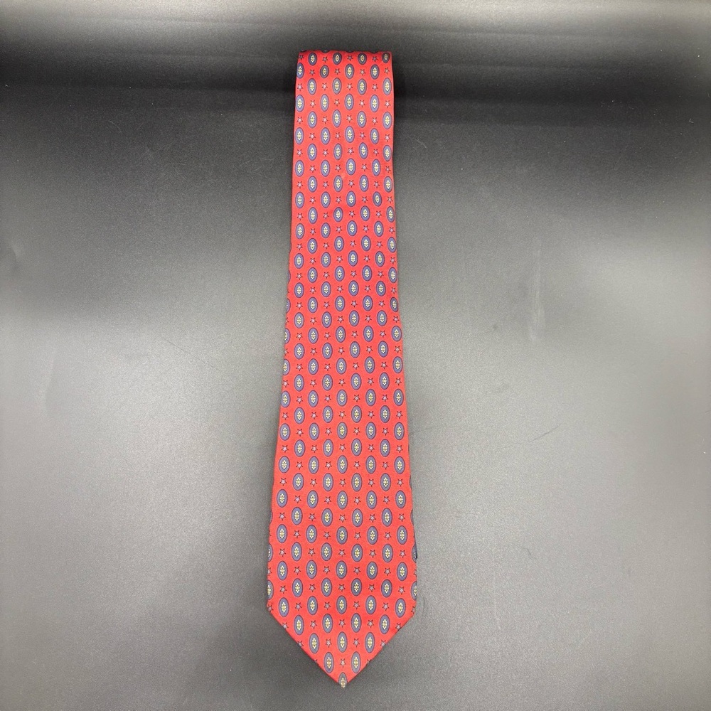 Tommy Hilfiger Men's Neck Tie Silk Star Print Red Blue Gold USA‎